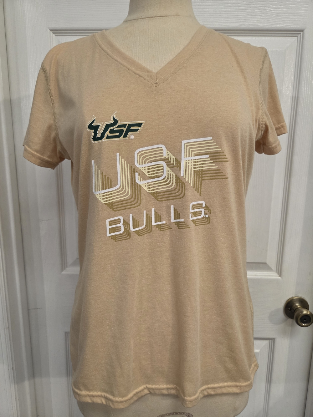 Champion Peach USF Bulls V-Neck Short Sleeve Tee